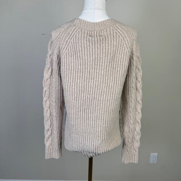 Rachel Zoe Cable Knit Faux Fur Pom Sweater Hat Set US Women's M - Picture 2 of 7